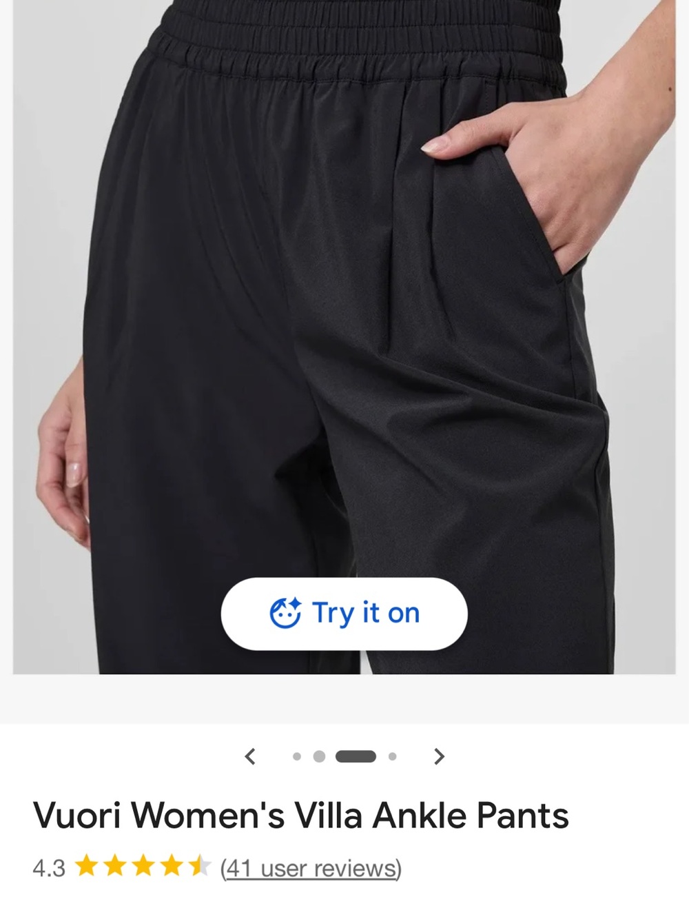 Vuori Black Women's Villa Ankle Pants with Elastic Waist